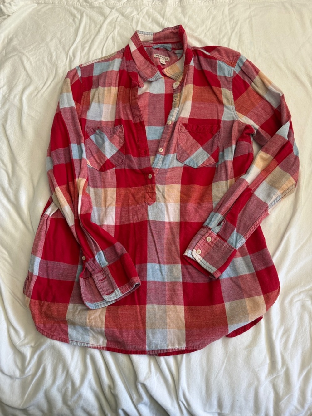 Merona Red and Light Blue Plaid Tunic